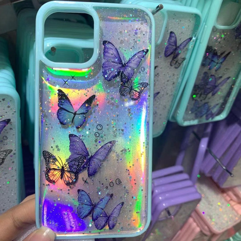 Epoxy Glitter Butterfly iPhone Case