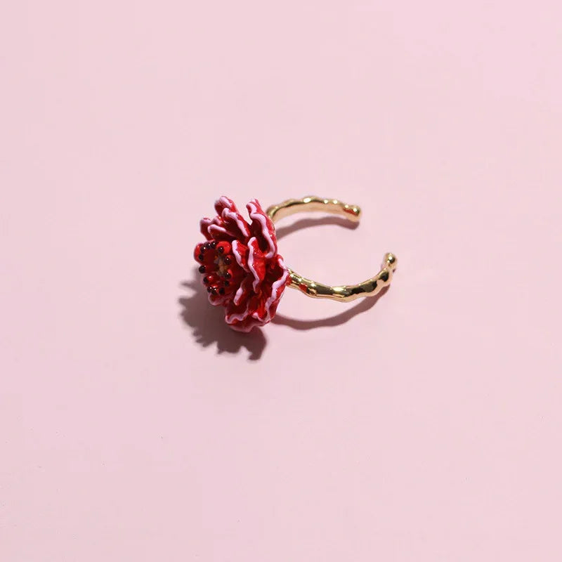 Grape Manor Peach Blossom Enamel Ring - Viexta