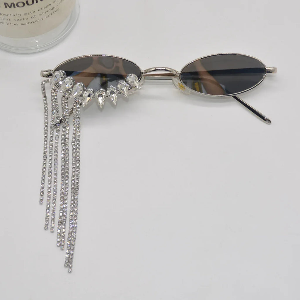 Glamorous Rhinestone-tasseled Sunglasses - Viexta