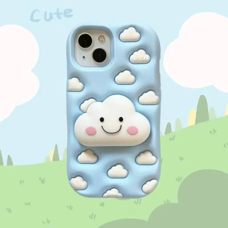 Cute 3D Cartoon Silicone iPhone Case With Cloud Design - Viexta