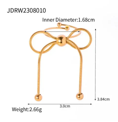 Retro Bow Titanium Steel Ring - Viexta