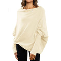 Loose Bat Sleeve Sweater Tops Simple Casual Fashion Versatile Solid Color Round Neck Sweater For Women - Viexta