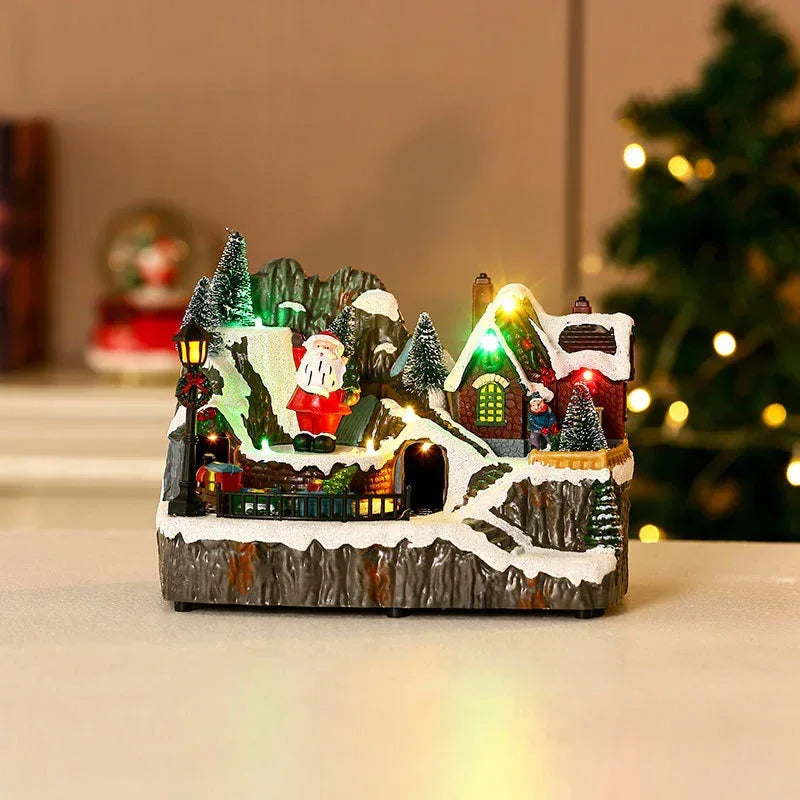 Christmas Rotating Resin Luminous Music Box Ornaments - Viexta