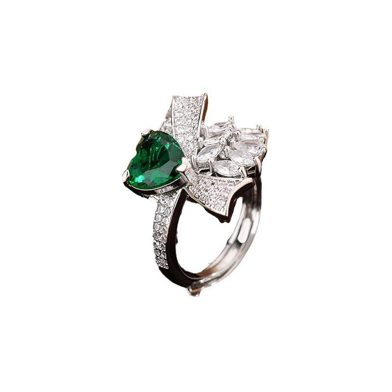 Love Emerald Bow Open Ring