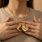 Retro Denim Boots Pendant Hat Necklace
