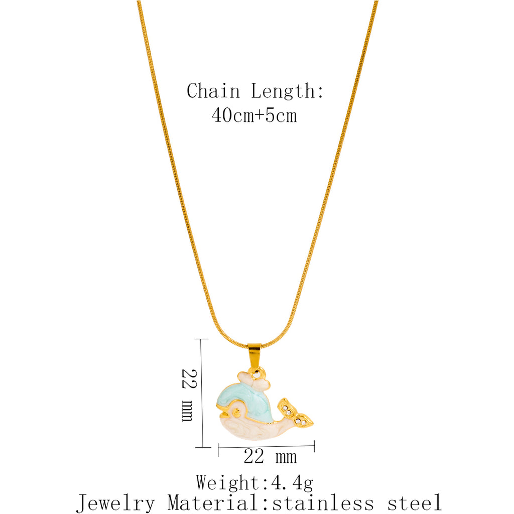 Ocean Wind Dolphin Stainless Steel Pendant Necklace