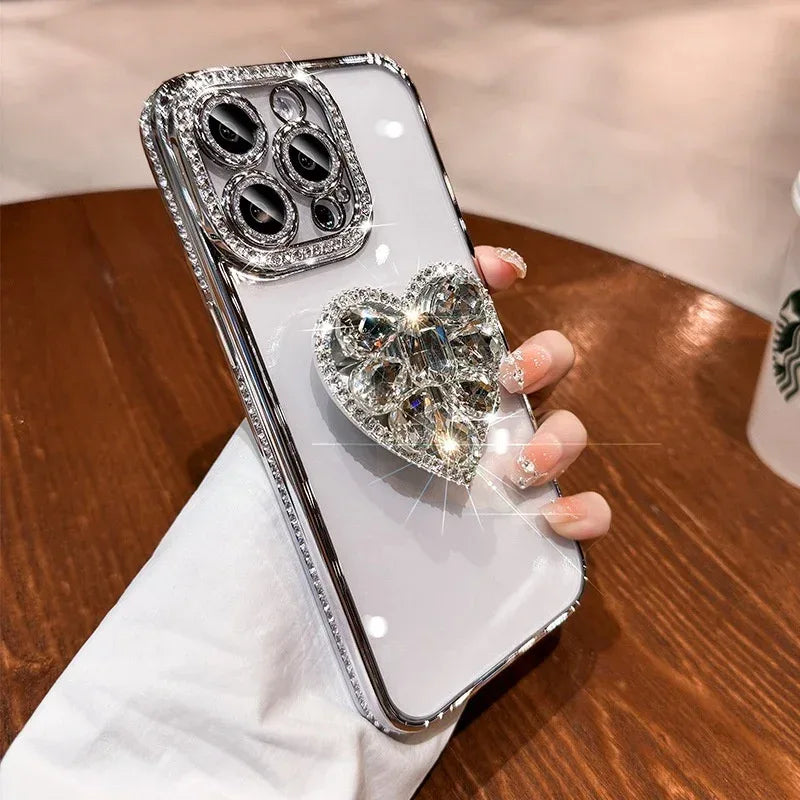silicone-edge-diamond-love-bracket-iphone-case - Viexta