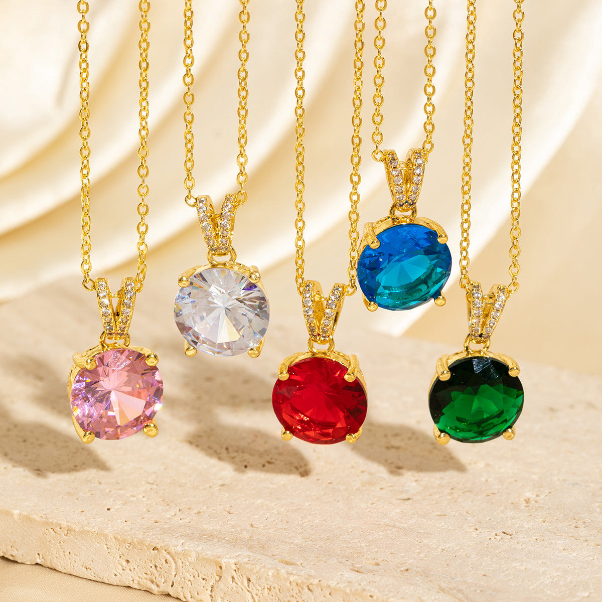 Minimalist Color-Diamond Pendant Necklace