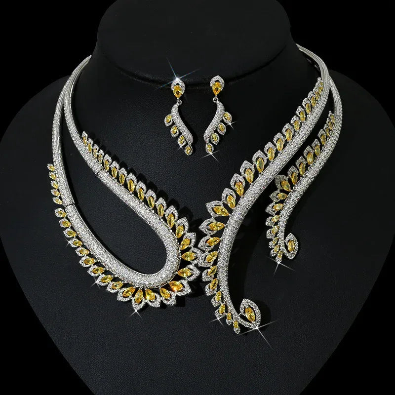 ins-wind-zircon-necklace-earring-set - Viexta