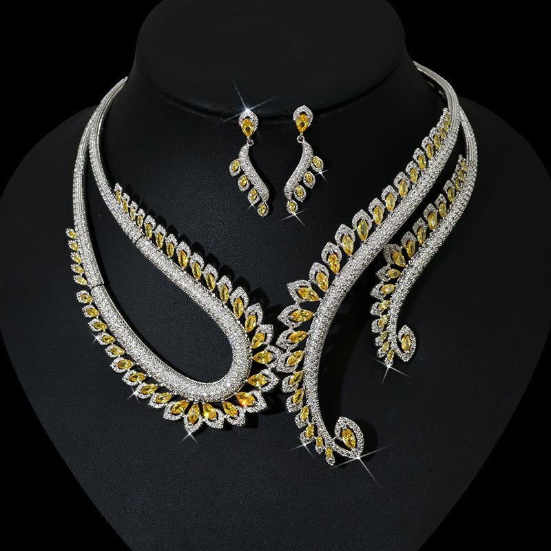 ins-wind-zircon-necklace-earring-set