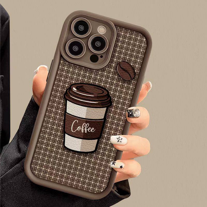 Plaid Coffee-Style iPhone Case With Lanyard