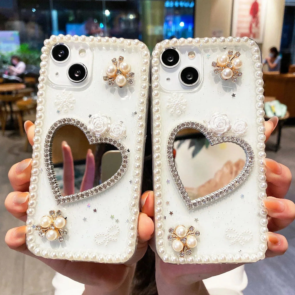 Love Pearl Transparent Mirror iPhone Case - Viexta
