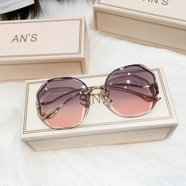 frameless-cut-edge-tan-gradient-sunglasses - Viexta