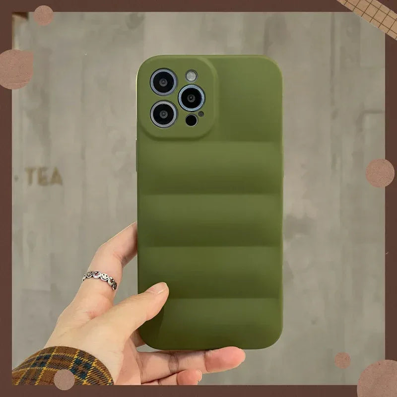 Solid Color Down Jacket Soft Cloth iPhone Case - Viexta