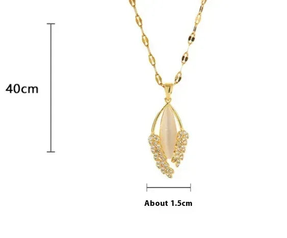 Cat's Eye Wheat Titanium Steel Necklace - Viexta