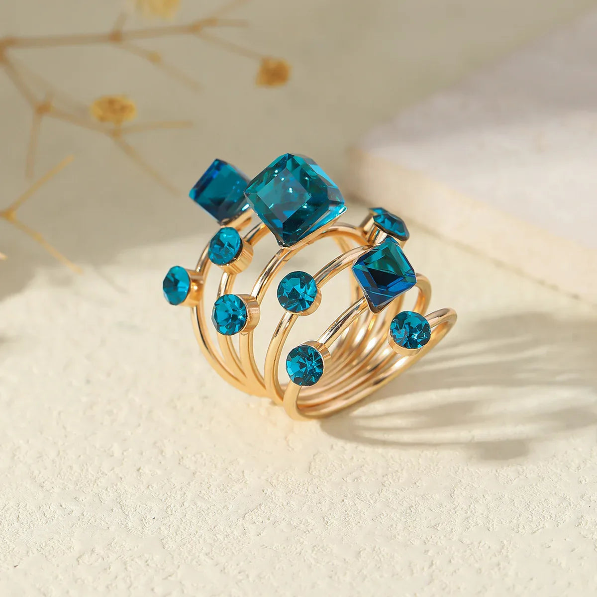 Boho Stackable Gemstone Rings Set