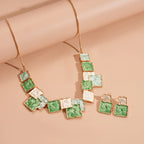 Geometric Square Earring And Necklace Set For Women